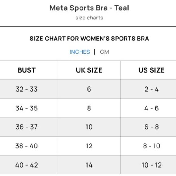 Squat Wolf Meta Sports Bra True Athletic Fit Stretch Teal Women's Size Small ? - Picture 4 of 6